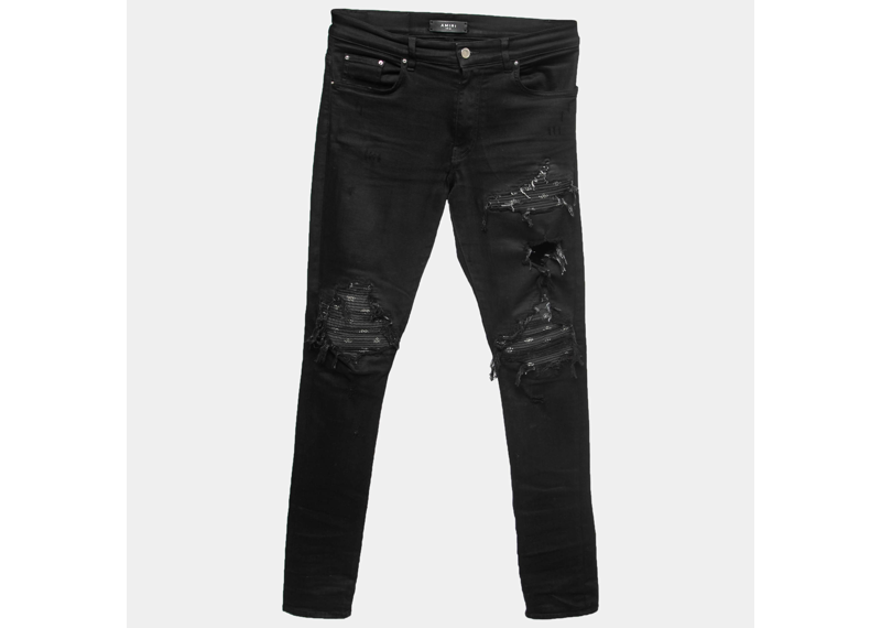 Amiri Black Distressed Panelled Jeans