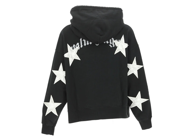 Palm Angels Stars Patch Double Drawstring Hoodie