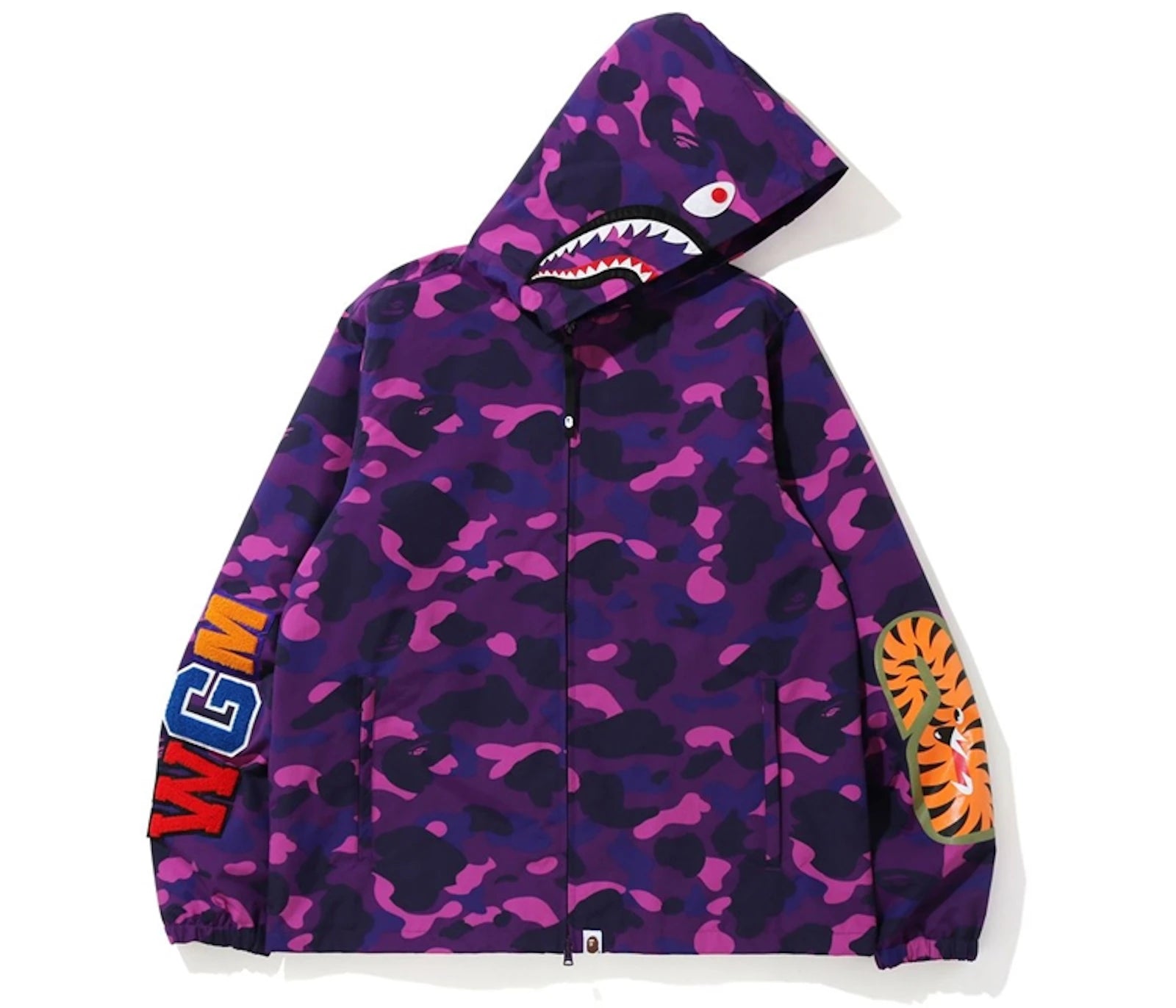BAPE Color Camo WGM Shark Hoodie Jacket Purple