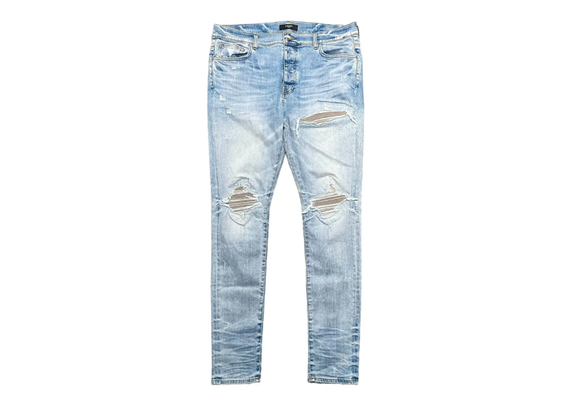 Amiri MX1 Grey Suede Patch Jeans Clay Indigo