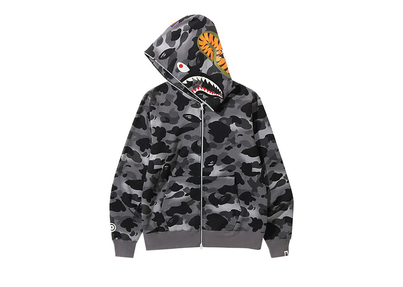 BAPE Grid Camo Shark Full Zip Up Black
