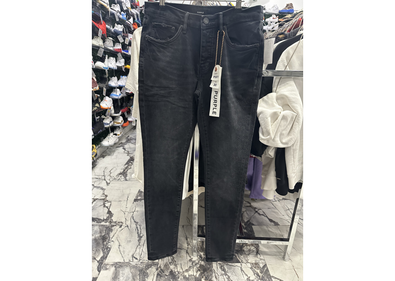 purple brand jeans purple drip logo black