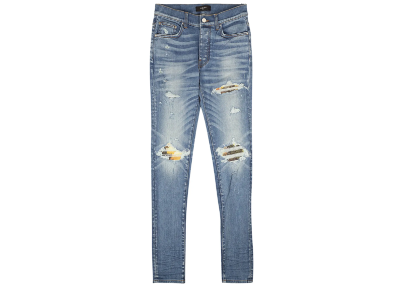 Amiri Plaid MX1 Skinny Fit Jeans Clay/Indigo