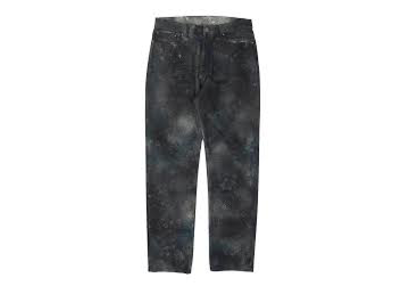 Louis Vuitton Mens Spray Monogram Jeans featuring a unique all-over spray paint effect pattern