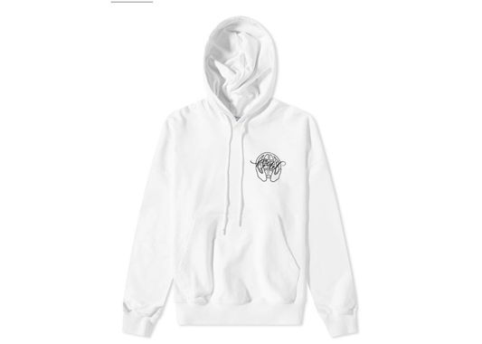 Off White Hand Hoodie White