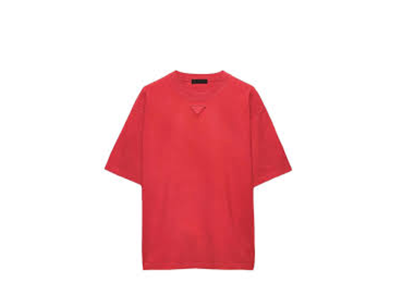 Prada Triangle-Logo T-Shirt - Red | Editorialist