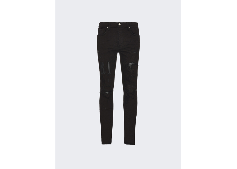 Amiri Leather Core Logo Black Jeans