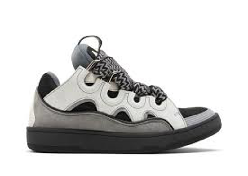 White/Anthracite Lanvin Curb Sneakers