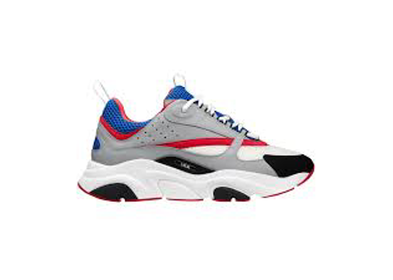 Dior B22 sneakers in a grey, red, and blue colorway
