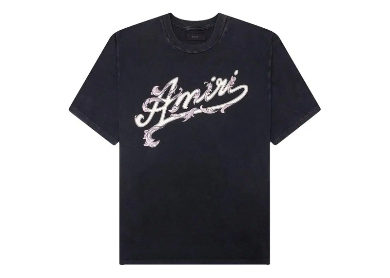 Amiri T-shirt logo pink white black