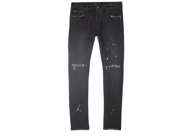 Purple Brand P001 Black Overspray Skinny Jeans