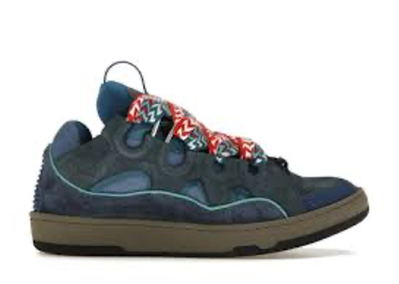 Lanvin Curb sneakers in a teal or anthracite blue colorway