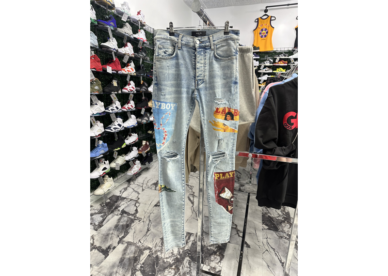 Amiri Playboy Magazine Jeans Blue