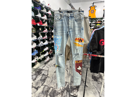 Amiri Playboy Magazine Jeans Blue