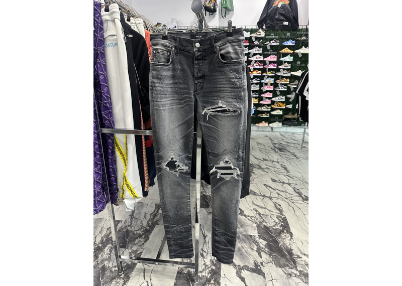 Amiri MX1 Gray Black Patch Jeans