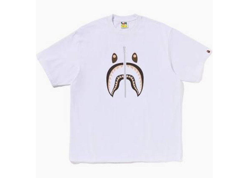 bape t shirt shark brown white tee WGM