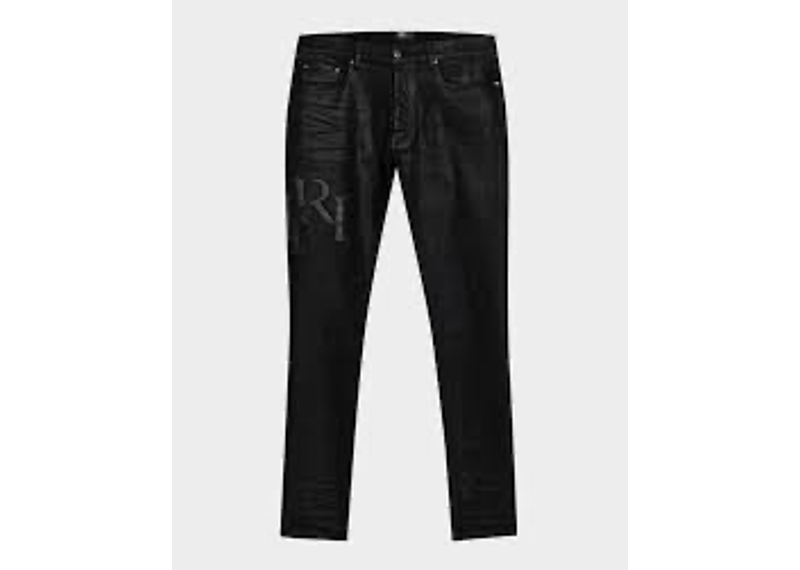 Amiri Mens Black Staggered Logo Skinny Jeans