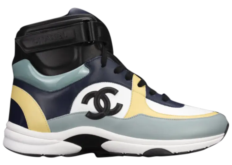 Chanel Hi Top Yellow Navy Black