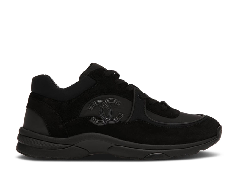 Chanel black trainers suede