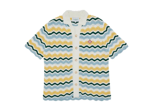 CASABLANCA Mens Boucle Wave Camp Shirt