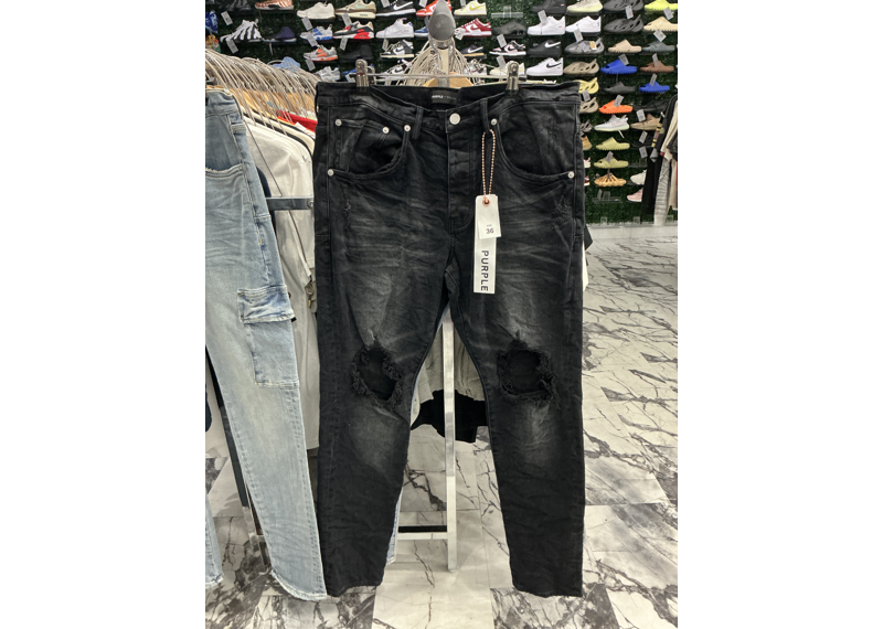 PURPLE BLACK DENIM DISTRESSTED