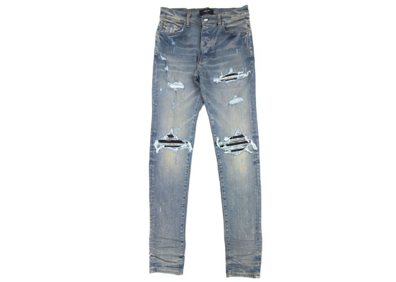 Amiri MX1 Black Patch Blue Jeans