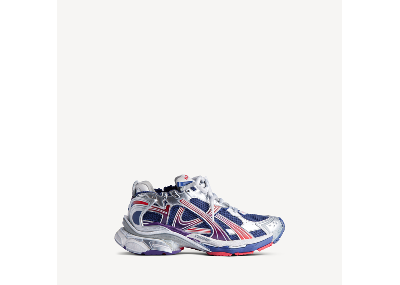 BALENCIAGA MENS RUNNER GRADIENT SNEAKER IN NAVY/RED/GREY