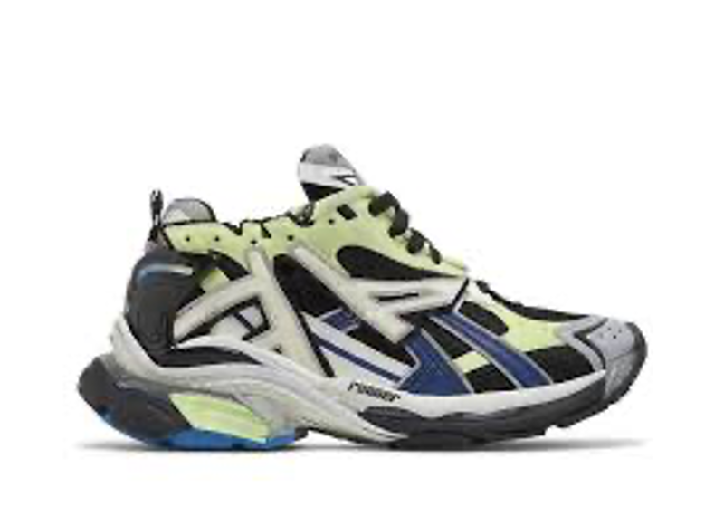 Balenciaga Runner grey, blue, and green colorway.