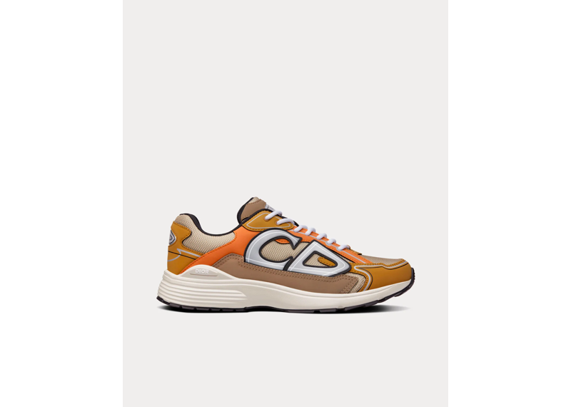 Dior B30 Cream Mesh with Orange and Brown Technical Fabric Low Top Sneakers