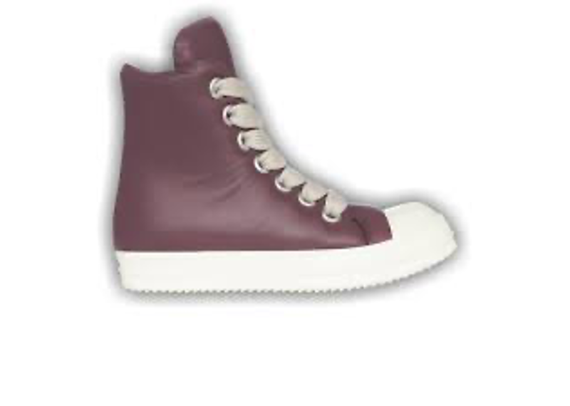 Rick Owens Jumbo Lace Padded Sneakers in an Amethyst or brown leather