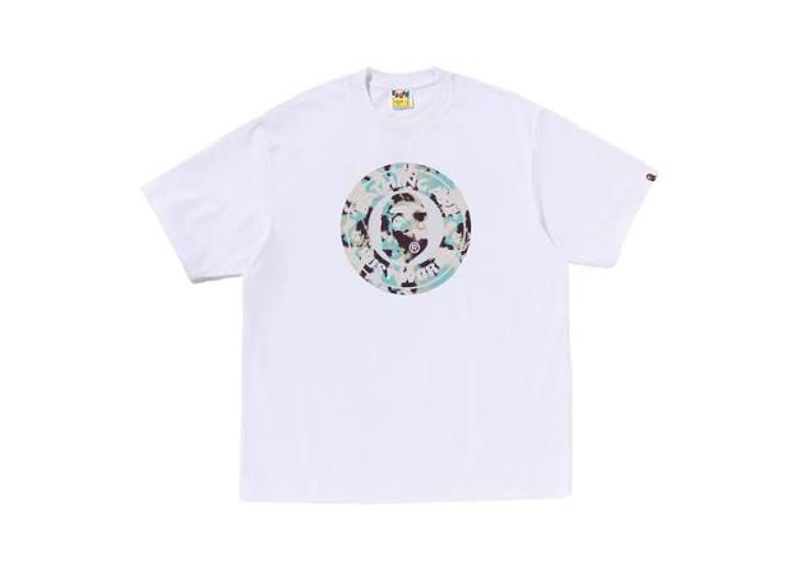 Bape circle logo map white tee