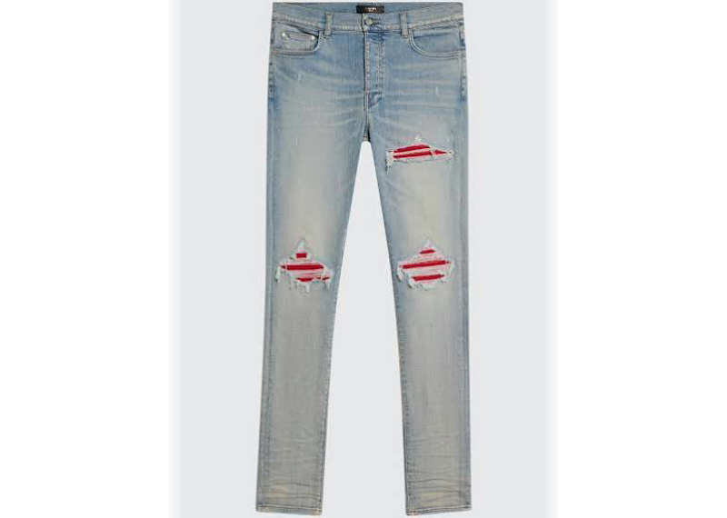 Amiri MX1 Distressed Skinny Jeans Red Patch