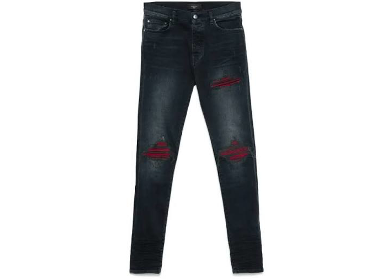 Amiri Mx1 Ultrasuede Red patch Jeans