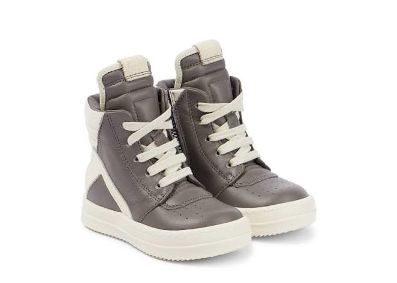 Rick Owens Kids Baby Geo High Top Sneakers Gray