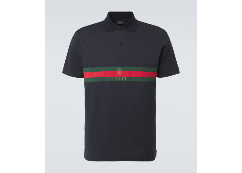 Web Stripe cotton jersey polo shirt