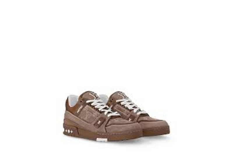 Louis Vuitton LV Trainer sneaker featuring a monogram textile and leather upper brown