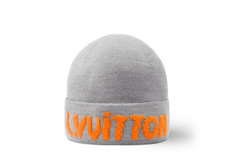 Louis Vuitton orange spell out beanie