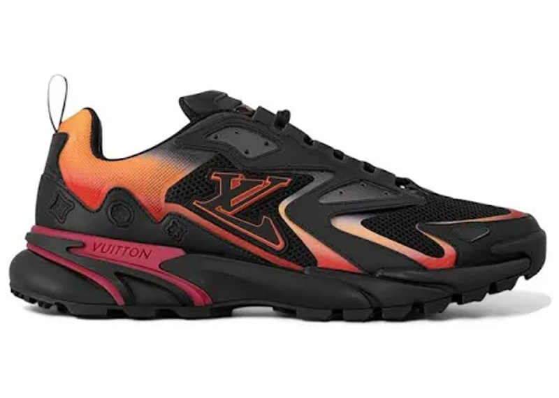 Louis Vuitton LV Runner Tatic sneaker in the Black/Orange/Red colorway.