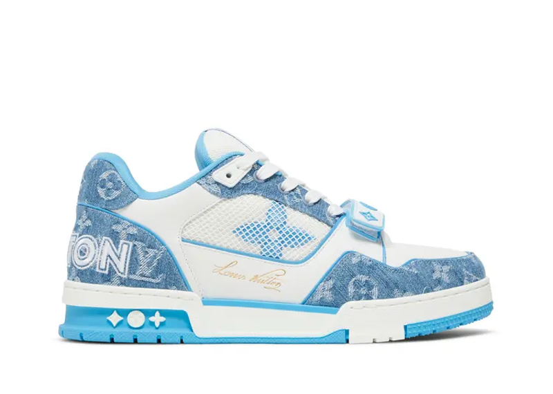 Louis Vuitton Trainer Low 'Velcro Strap - Light Blue Monogram Denim'