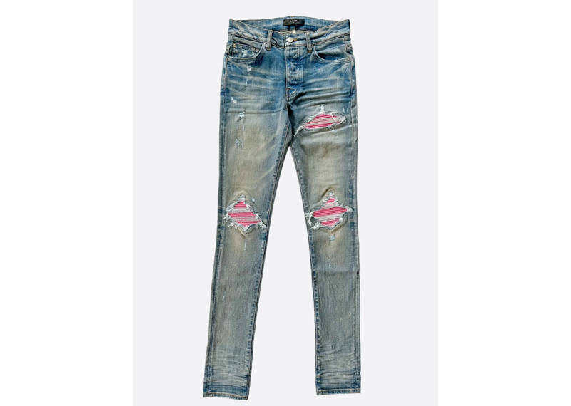 Amiri Mx1 pink patch blue jeans
