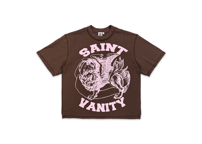 Saint vanity pink logo brown tee