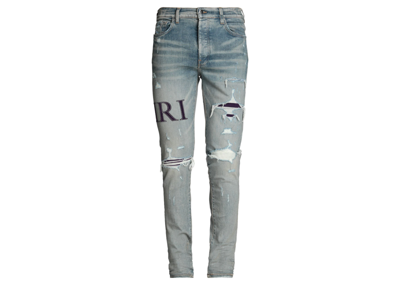 Amiri purple staggered logo jeans