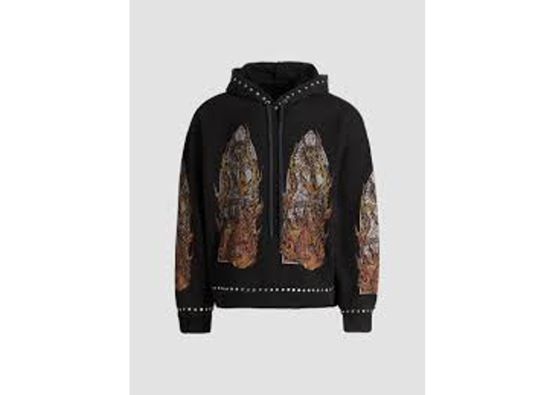 Who Decides War Stained Glass Studded Cotton Hoodie