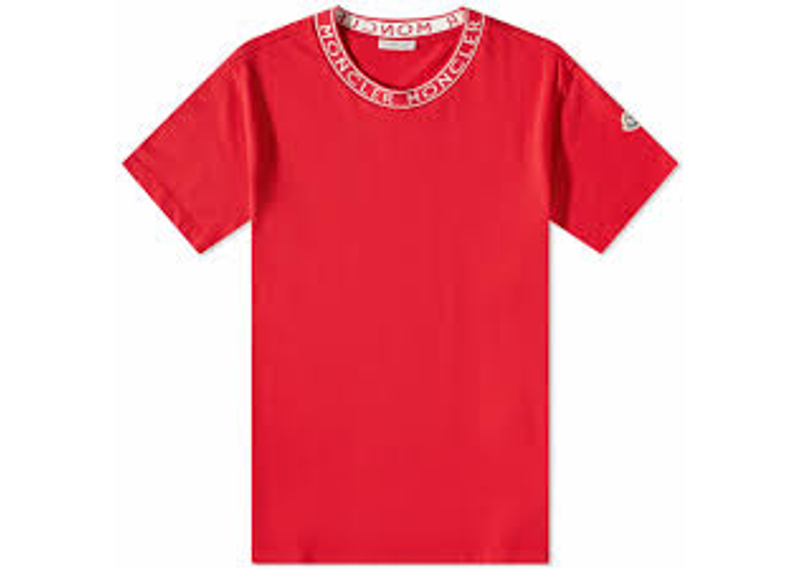 Moncler Ribbed Logo Tee Red