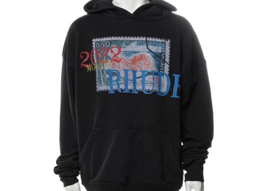 Rhude stamp hoodie vintage black