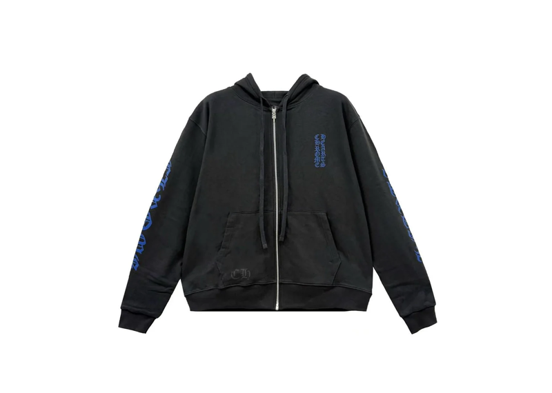 Chrome Hearts Blue Script Thermal Zip Up Hoodie