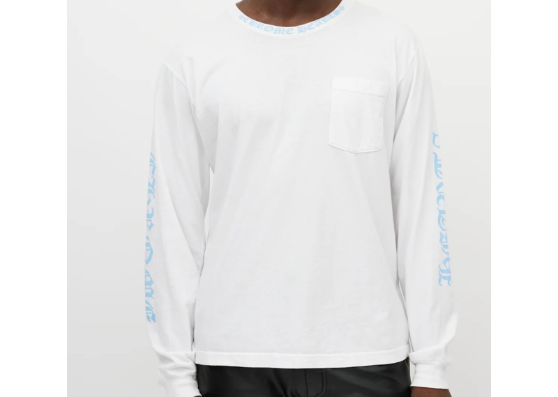 Chrome hearts white blue neck print logo Longsleeve