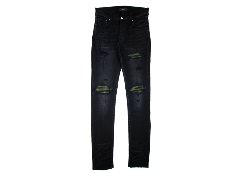 Amiri Mx1 neon Plaid black jeans