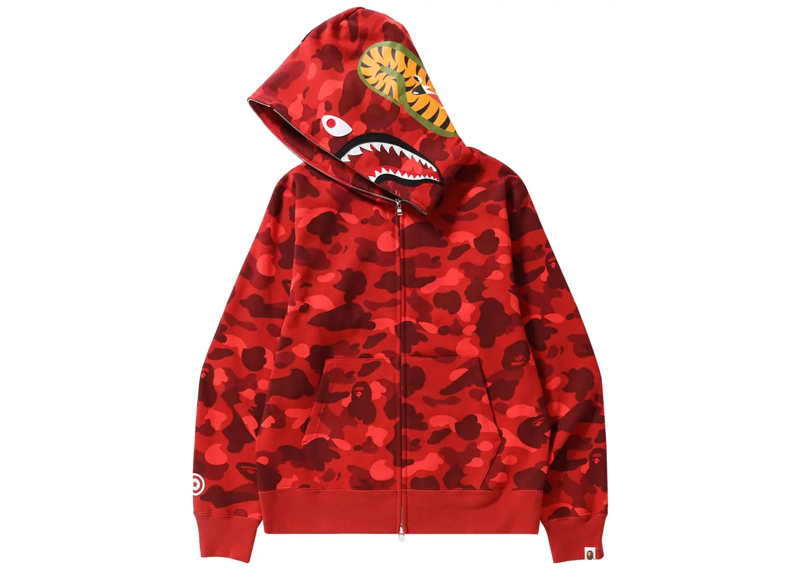 BAPE Color Camo Shark Full Zip Up Red Camo