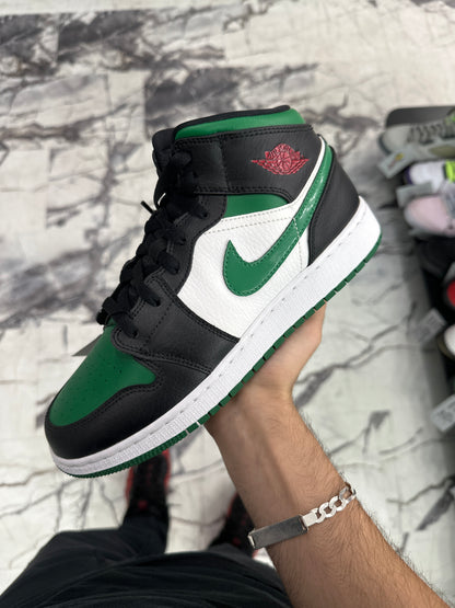 Air Jordan 1 Mid GS Black Pine Green